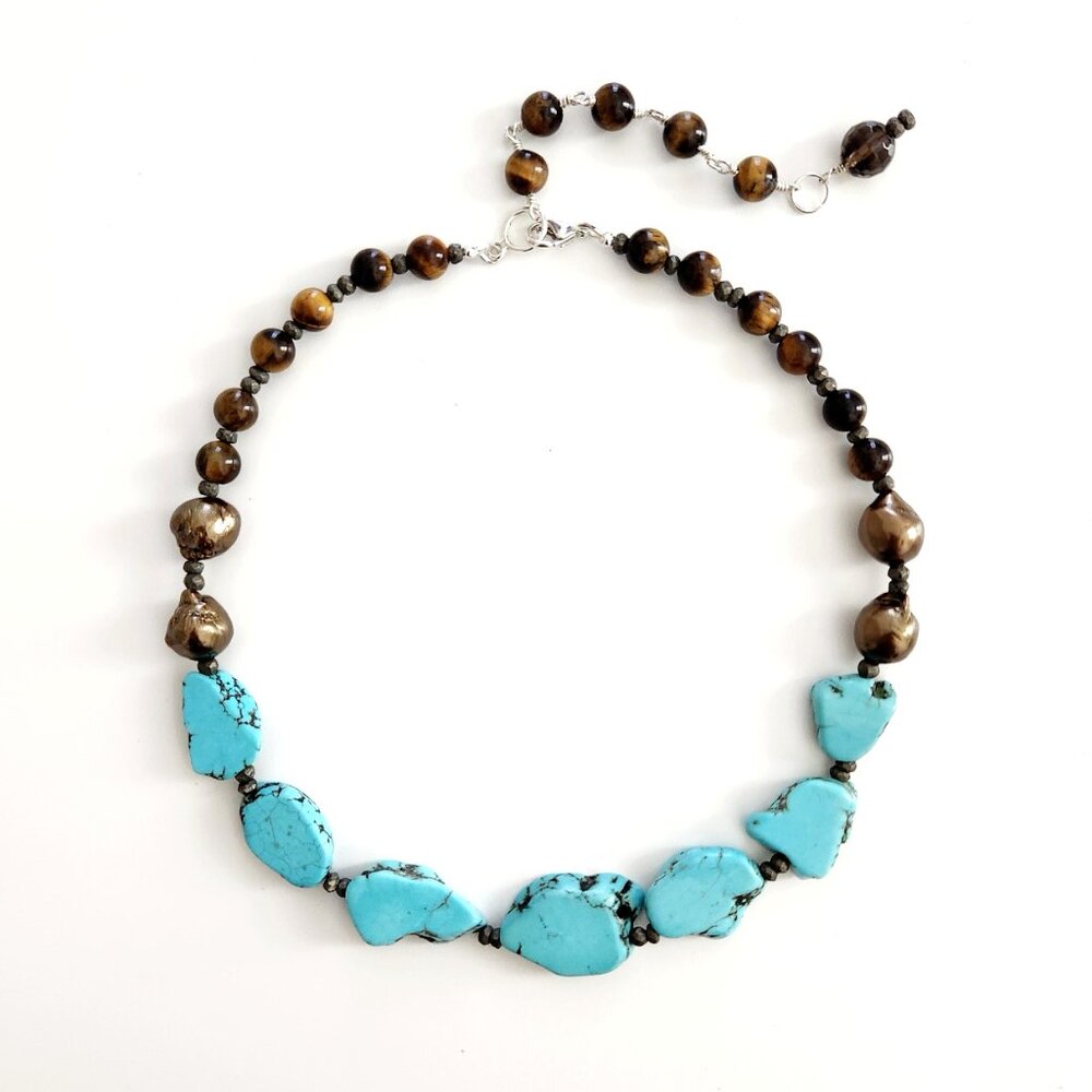 BOHO CHIC TURQUOISE SLAB NECKLACE